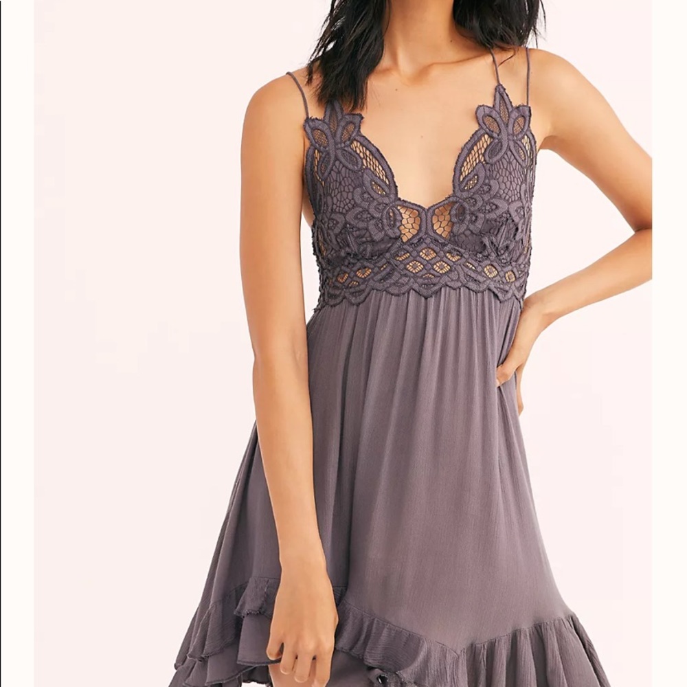 Free People Adella Slip Dress in Charcoal